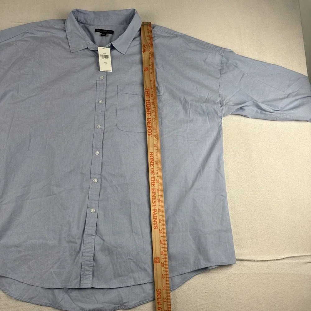 New! Banana Republic Mens Blue 2XL Button Down Shirt Travel Long Sleeve